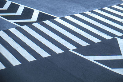 High angle view of zebra crossing on road