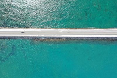 High angle view of swimming pool against sea