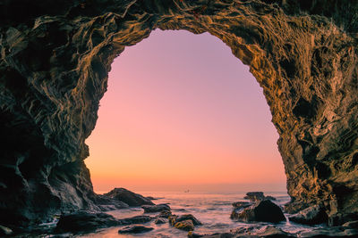 Scenic view of sea against clear sky during sunset