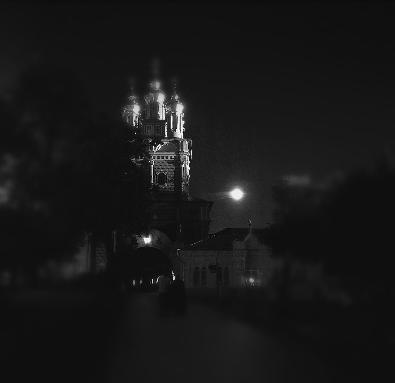 ILLUMINATED MOSQUE AT NIGHT