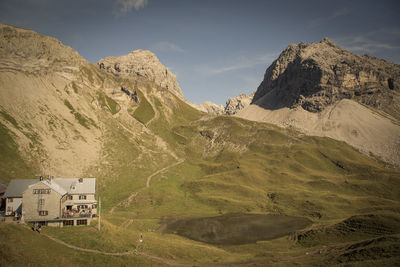 Scenic view of mountains against sky