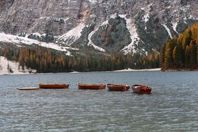 Scenic view of lake against mountain range