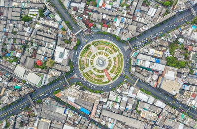Aerial view and top view of traffic on city streets