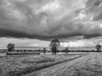 Scenic view of field against cloudy sky