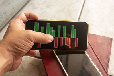 Midsection of person holding camera