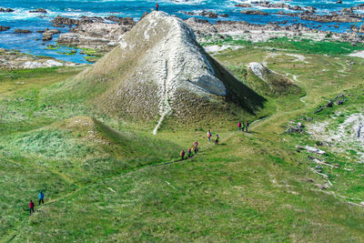 People walking on mountain