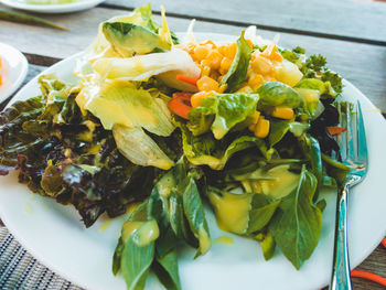 High angle view of meal served in plate