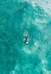 High angle view of man in sea