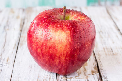 High angle view of apple on table