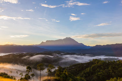 Scenic view of landscape against sky during sunset