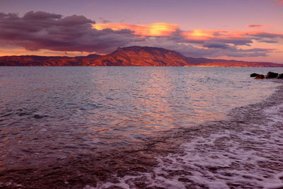 Scenic view of sea against sky during sunset