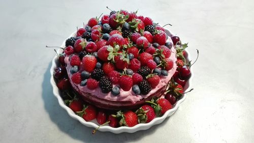 High angle view of cake