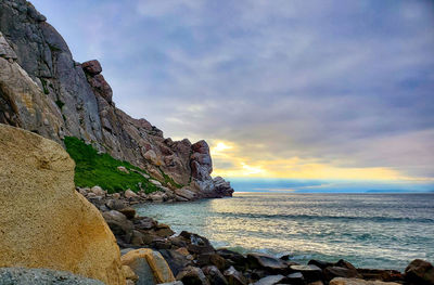 Scenic view of sea against sky during sunset