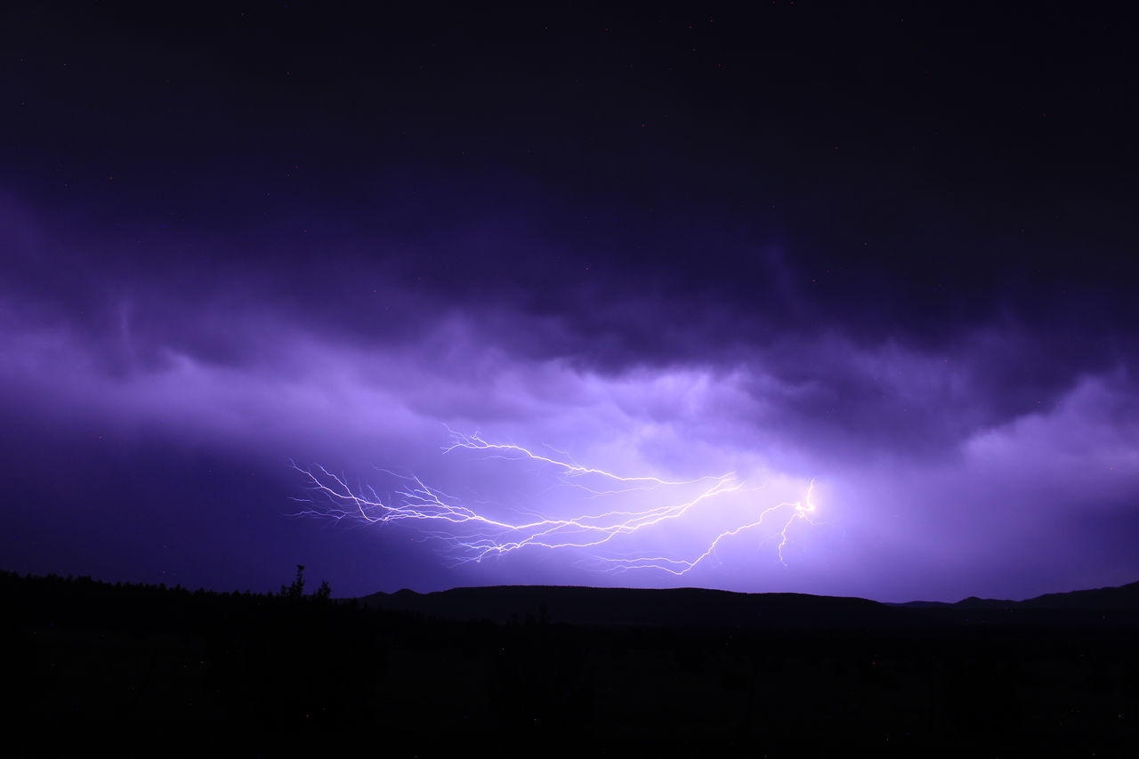 lightning, power in nature, thunderstorm, storm, cloud, beauty in nature, thunder, sky, night, warning sign, forked lightning, dramatic sky, environment, communication, storm cloud, sign, purple, electricity, nature, no people, dark, scenics - nature, darkness, bolt, outdoors, awe, light - natural phenomenon, illuminated, extreme weather, landscape