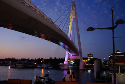 Suspension bridge over river