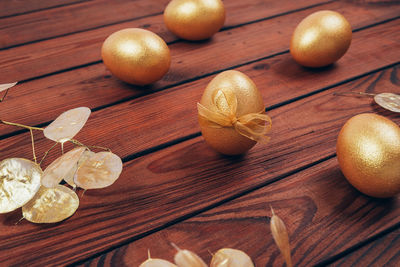 High angle view of fruits on table