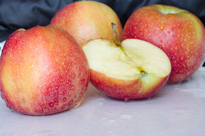 Close-up of apples on table