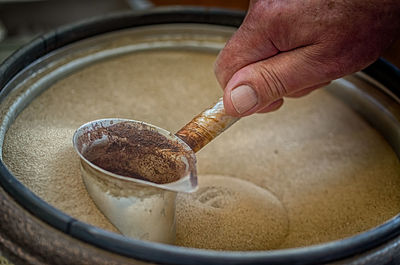 Close-up of person preparing food