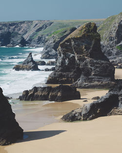 Scenic view of sea against sky at bedruthan steps