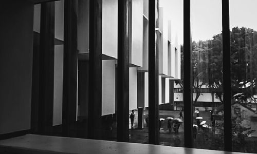 View of building through window