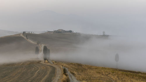 Panoramic view of road by land against sky