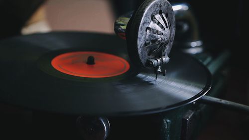 Close-up of turntable