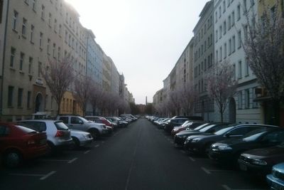 Cars parked on road