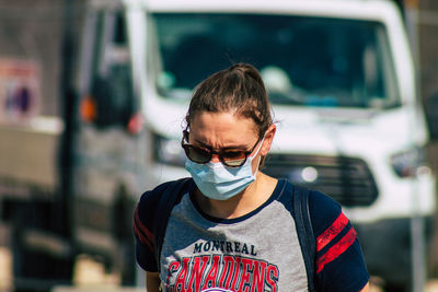 Portrait of teenage girl wearing sunglasses