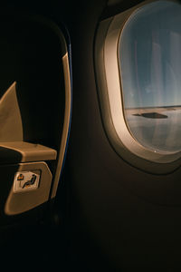 Close-up of airplane window