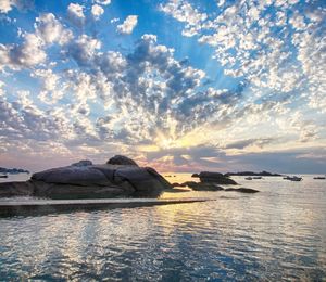 Scenic view of sea against sky during sunset