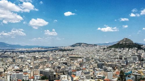 High angle view of cityscape and sky