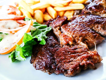 High angle view of food on plate