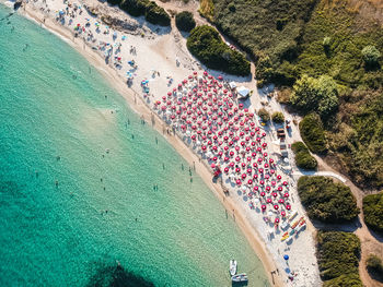 High angle view of people at beach
