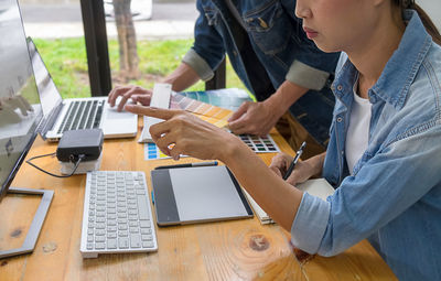 People working on table