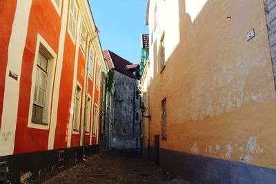 Narrow alley along buildings