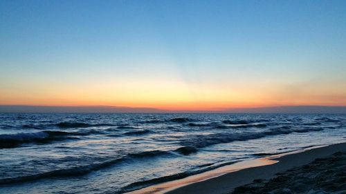 Scenic view of sea at sunset