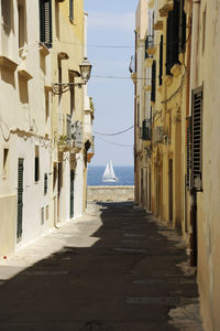 Narrow alley amidst buildings in city