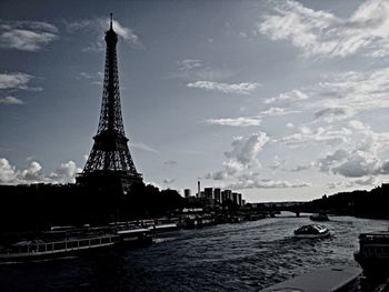 Eiffel tower with river in background