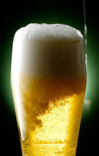 Close-up of beer glass