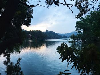 Scenic view of lake against sky