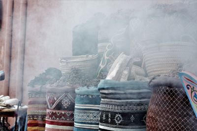 Market stalls of spices in the souk of marrakech 