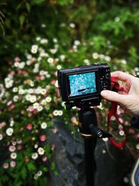 Man photographing with mobile phone