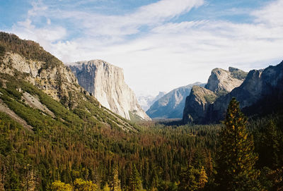 Panoramic view of landscape and mountains against sky