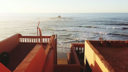 Scenic view of sea against clear sky