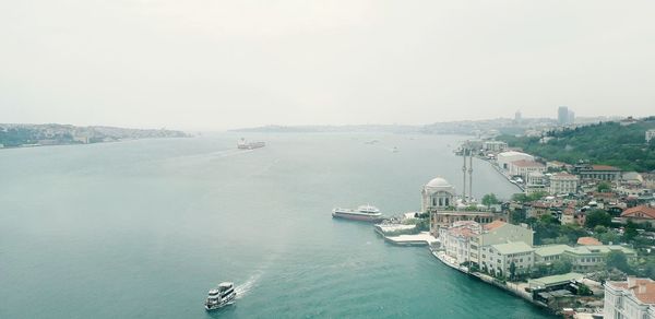 High angle view of city at seaside