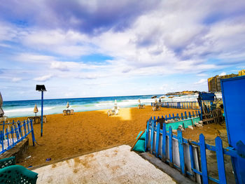 Scenic view of beach against sky