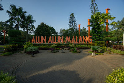 View of palm trees against clear sky