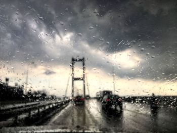 Wet glass window in rainy season