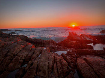 Scenic view of sea against sky during sunset