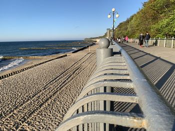 Scenic view of beach against clear sky